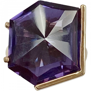 Big Fantasy Cut Lab Alexandrite 13.0 Ct Vintage Ring