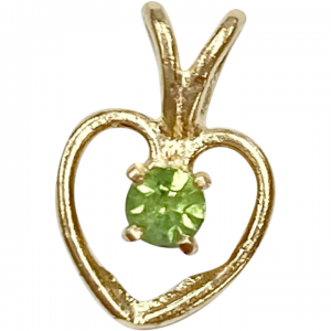 Tiny Birthstone Heart Charm Pendant 14K Gold Faux Peridot August