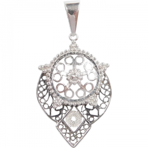 Bohemian Filigree Pendant 14k White Gold