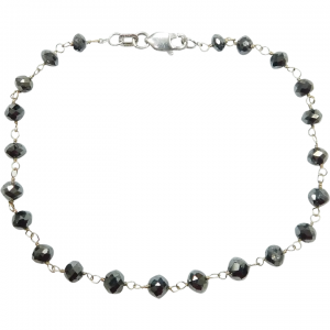 Briolette Black Diamond 14.50 ctw Bead Bracelet 14k White Gold