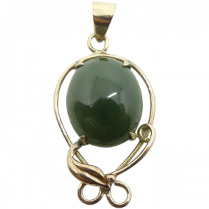 Cabochon Jade Pendant 18k Yellow Gold