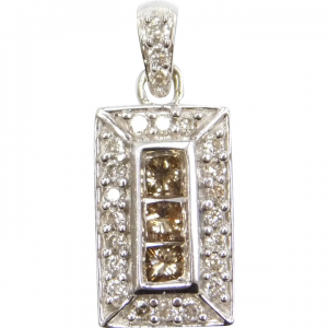 Chocolate & White Diamond Pendant .50 ctw  14k White Gold