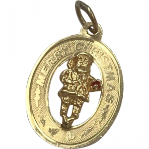 Vintage Christmas Santa Claus Charm 14K