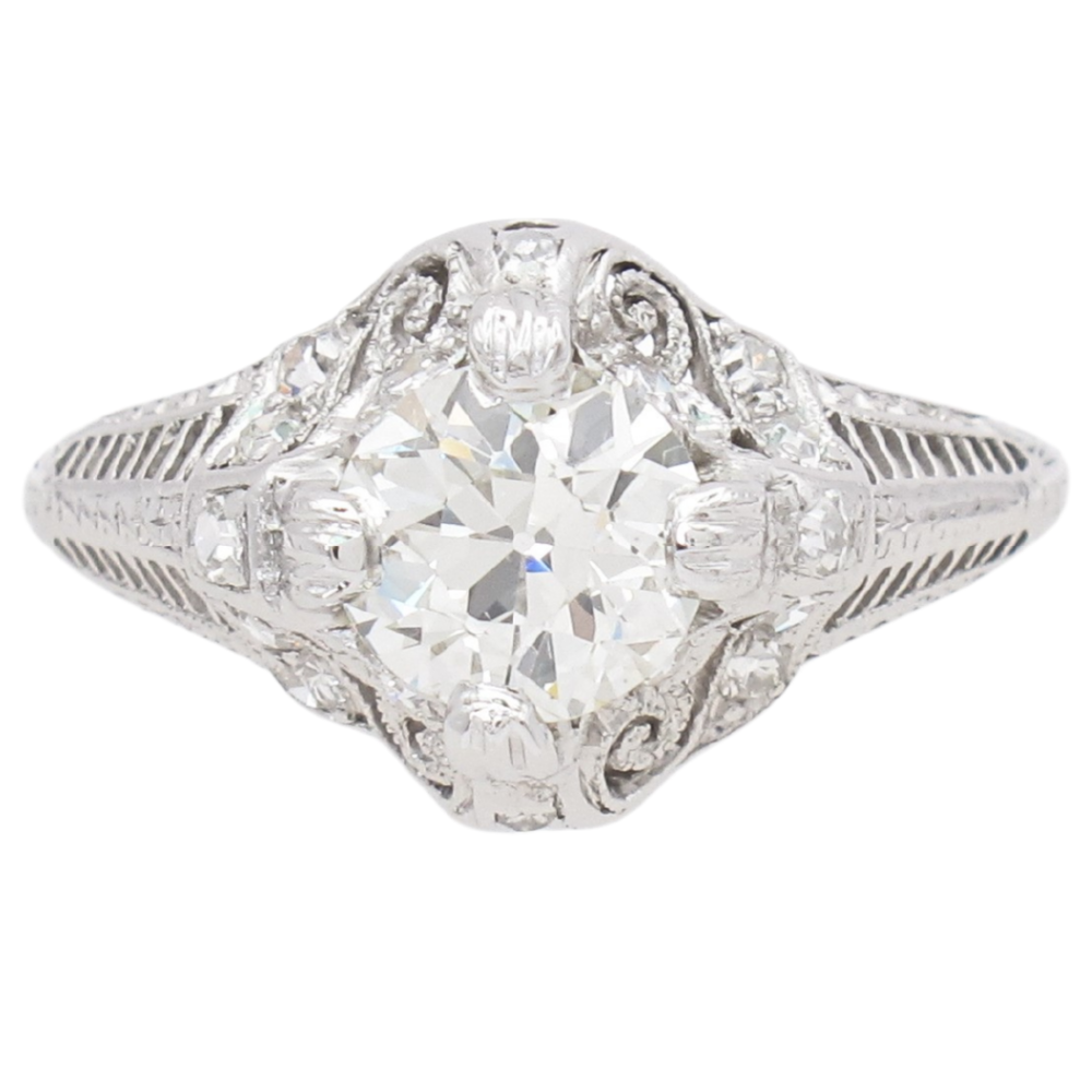 1.37ctw GIA Diamond Edwardian Engagement Ring