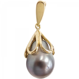 Cultured Black Pearl Pendant 18k Gold