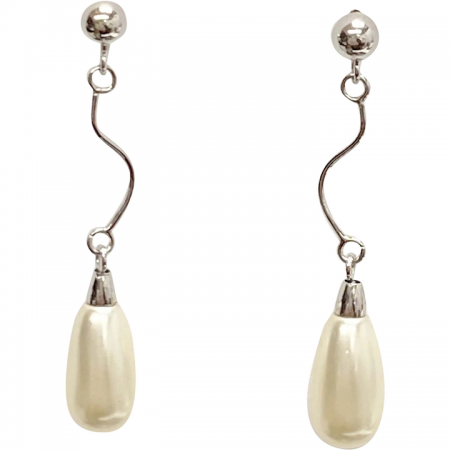 Cultured Pearl Dangle Earrings 14K White Gold