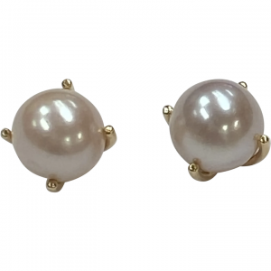 Cultured Pearl Stud Earrings 8.8 mm 14K Gold Rosy Over-Tone