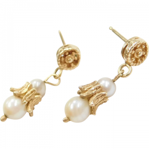 14k Gold Cultured Pearl Drop Earrings