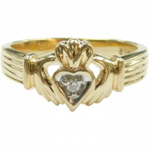 Diamond .04 Carat Claddagh Ring 14k Gold Two-Tone