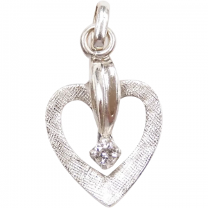 .04 Carat Diamond Heart Pendant 14k White Gold
