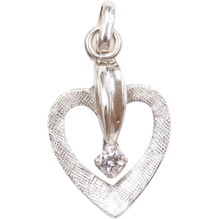 .04 Carat Diamond Heart Pendant 14k White Gold