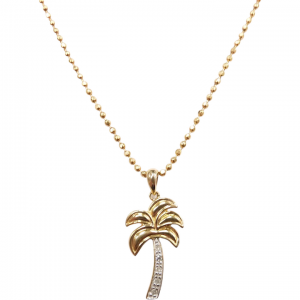 Diamond .04 ctw Palm Tree Necklace 14k Gold Two-Tone