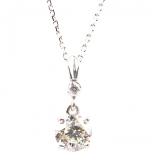 Diamond 1.01 ctw European Round Diamond Solitaire Necklace 14k White Gold