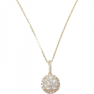 Diamond 1.50 ctw Halo Necklace 14k Gold