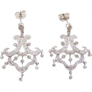 Diamond .17 ctw Chandelier Dangle Earrings 10k White Gold