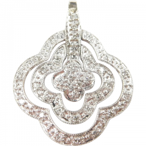 Diamond .54 ctw Quatrefoil Pendant 14k White Gold