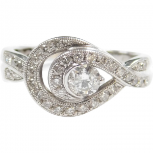 Diamond .66 ctw Love Knot Ring 14k White Gold