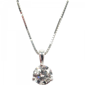 Diamond .70 Carat Solitaire Necklace 14k White Gold