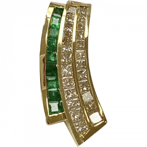 Diamond and Natural Emerald 2.43 Carat tw Slide Pendant 18K Gold Zadig signed