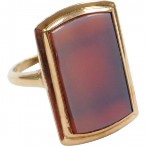 Edwardian 10k Gold Agate Ring