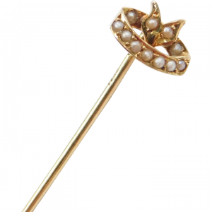 Edwardian Seed Pearl Stick Pin 14k Gold