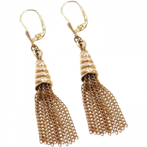 Edwardian 14k Gold Tassel Earrings with Lever Backs