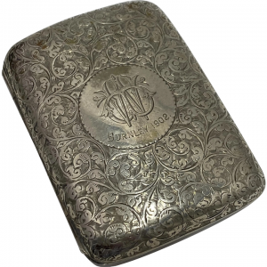 Edwardian Cigarette Case Sterling Silver Hand Chased