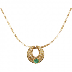 Emerald and Diamond .66 ctw Necklace 18k Gold