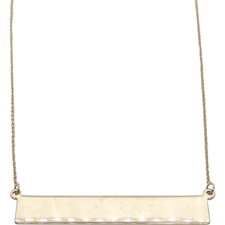 Engravable Bar Necklace On Cable Link Chain 14k Yellow Gold 16-18″