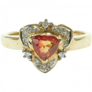 Fancy Sunset Sapphire and Diamond .67 ctw Ring 14k Gold Two-Tone