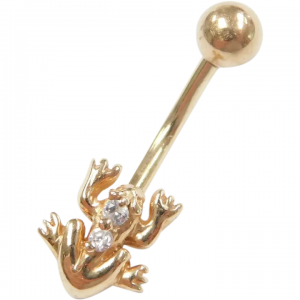 Faux Diamond .045 ctw Frog Belly Button Ring