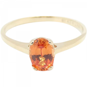 Fiery 1.10 ct Orange Sapphire Solitaire Ring 14K Yellow Gold