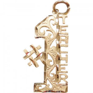 Filigree #1 Teacher Charm 14k Yellow Gold