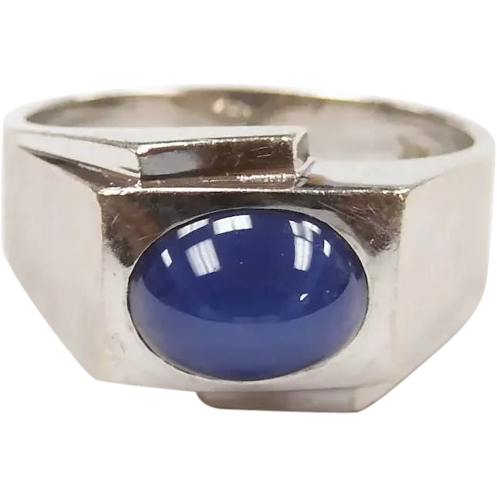 Vintage Linde Star Mens Sapphire Solitaire Ring 2.61 Carat