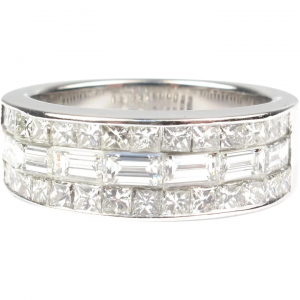Glamorous 2.73 ctw Baguette & Princess Diamond Heavy 18k White Gold Anniversary Band