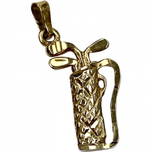 Vintage Golf Bag & Clubs Pendant 14K Gold
