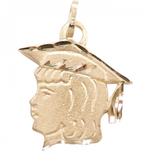 Graduation Cap Girl Charm 14k Yellow Gold
