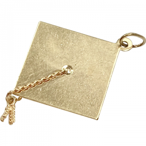 Graduation Cap Vintage Moving Charm 14K Gold Three-Dimensional