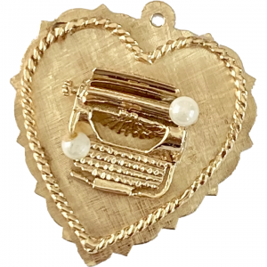 HEART & Typewriter Vintage Charm Cultured Pearl Accent