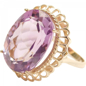 Impressive Retro Amethyst 21.95 Carat Ring 14k Gold