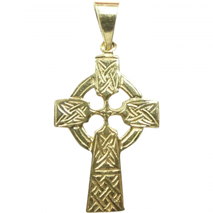 Irish Celtic Warrior Cross Pendant 14K