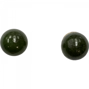 Vintage Jade Ball Stud Earrings 7mm 14K Gold