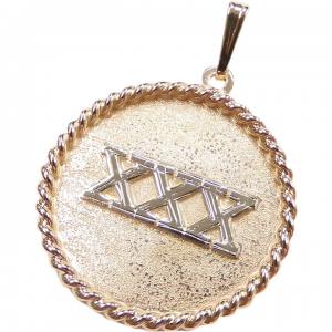 Kiss XXX Disk Charm / Pendant 14k Yellow and White Gold Two-Tone
