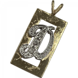 Vintage Letter D Pendant Charm 14K Two-Tone Gold