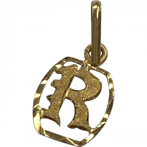 Letter R Vintage Charm Pendant 22K Gold
