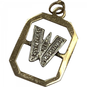 Letter W Vintage Pendant Charm 14K Two-Tone