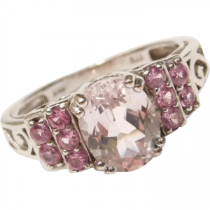 Light and Dark Pink Morganite 2.15 ctw Ring 14k White Gold