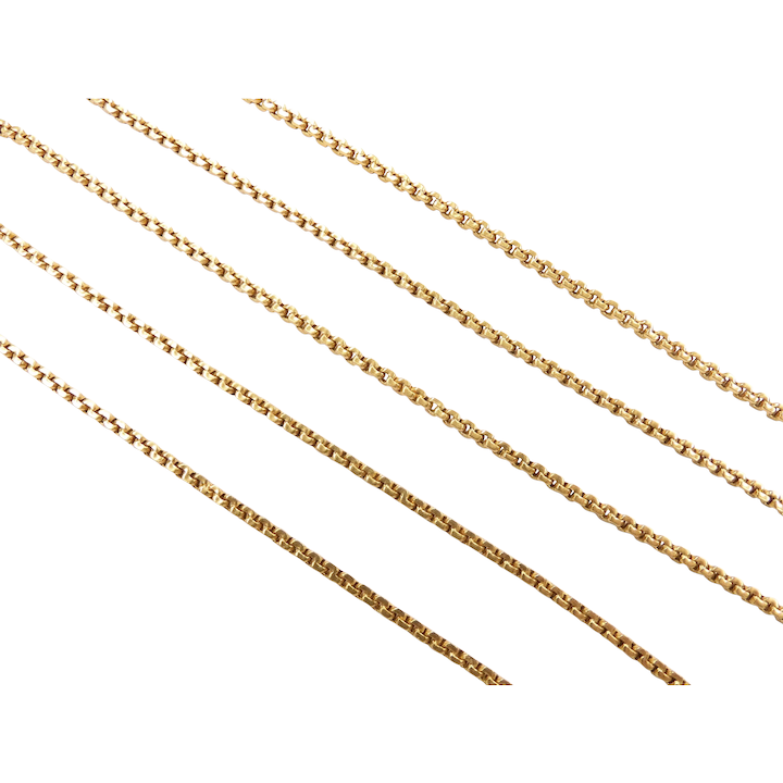 Long 22k Yellow Gold Box Link Chain Necklace