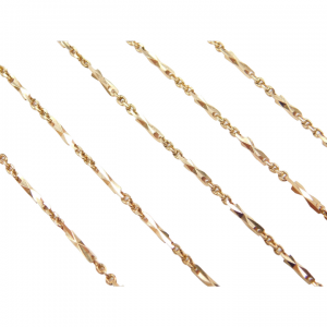 Long Fancy Diamond Cut Bar and Link Necklace 14k Gold