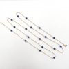 Long Lapis Lazuli Bead Station Necklace 14k Yellow Gold
